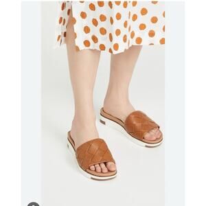 Sam Edelman Women Wheat & Truffle Adaley Woven Python Print Slip-op Sandals 6.5